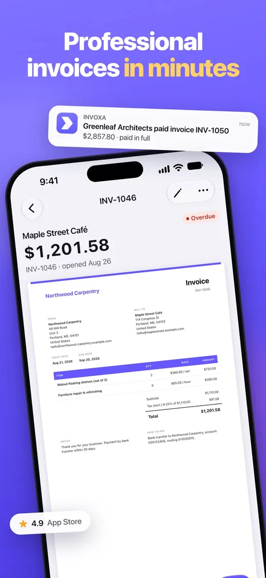 Invoxa app screen